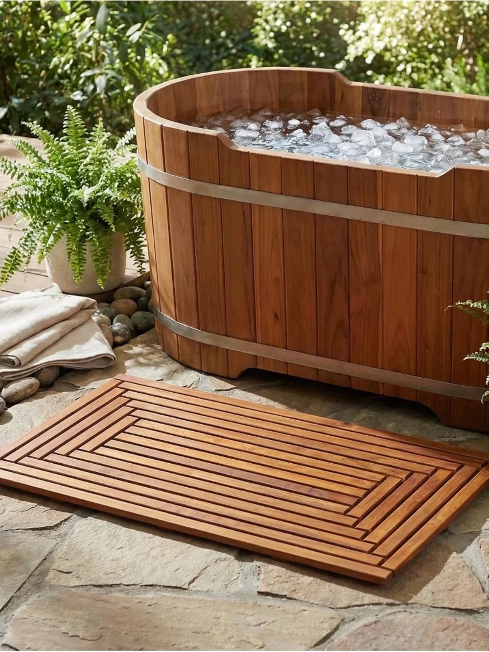 Bare Decor Giza Shower, Spa, Door Mat In Solid Teak Wood, 36